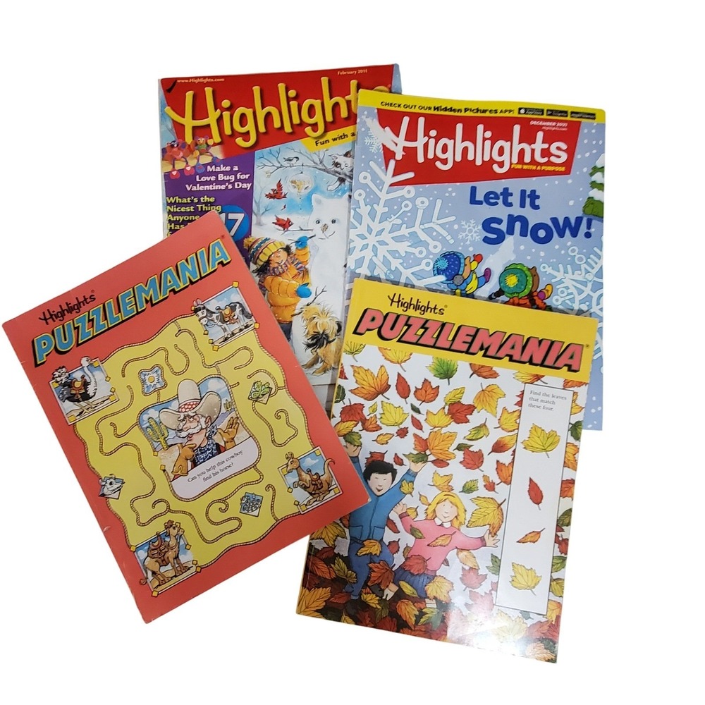 Highlights Magazine Lot of 4 Puzzlemania February 2011 Dec. 2021 Kids Activity